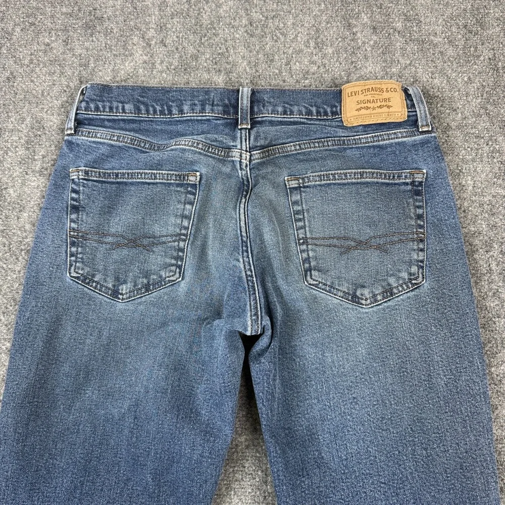 Levi Strauss Signature Relaxed Straight Fit Jeans Mens 33x30 Blue Stretch Denim